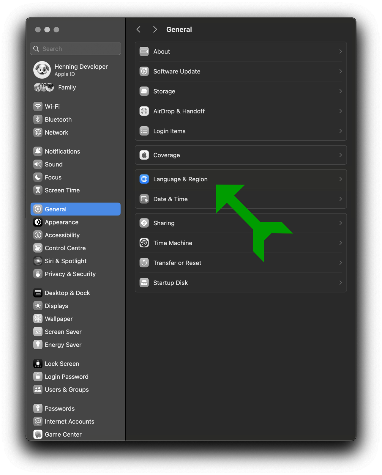 iOS: Einstellungen -> Allgemein -> Sprachen & Regionen